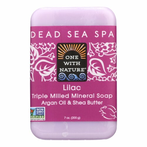 One With Nature Triple Milled Soap Bar - Lilac - 7 oz Perspective: front