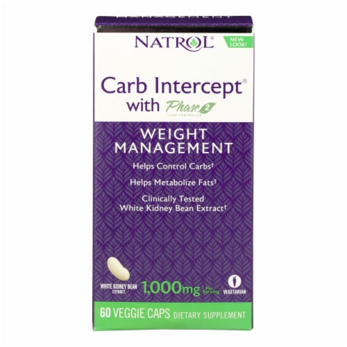 Natrol White Kidney Bean Carb Intercept - 60 Capsules Perspective: front