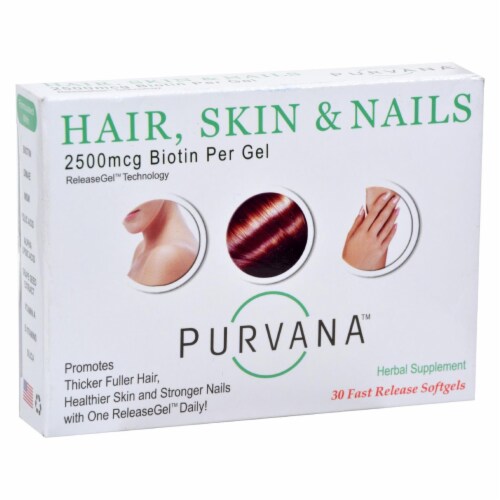 Heaven Sent Purvana Hair Skin Nails - 2500 mcg - 30 Softgels Perspective: front