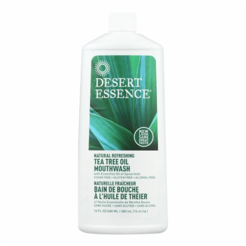 Desert Essence - Natural Refreshing Tea Tree Oil Mouthwash - 16 fl oz Perspective: front