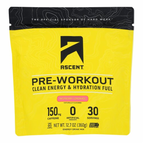 Ascent Native Fuel - Preworkout Raspberry Lemonade - 1 Each - 12.7 OZ Perspective: front