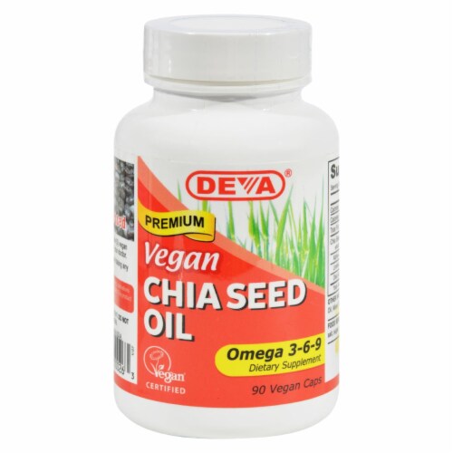 Deva Vegan Vitamins - Chia Seed Oil - 90 Vegan Capsules Perspective: front