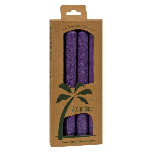 Aloha Bay - Palm Tapers - Violet - 4 Candles - Pack of 3 Perspective: front