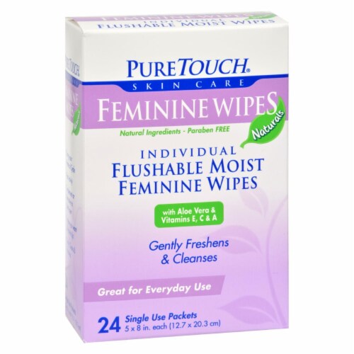 Puretouch Feminine Wipes Flushable - 24 Wipes Perspective: front