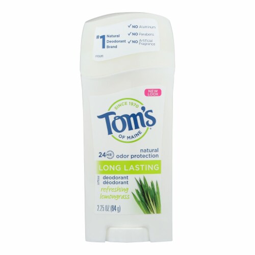 Tom's of Maine Natural Long-Lasting Deodorant Stick Lemongrass - 2.25 oz - Case of 6 Perspective: front