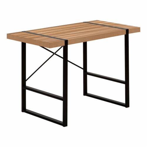 Ergode COMPUTER DESK - 48 L / LIGHT RECLAIMED WOOD / BLACK METAL Perspective: front