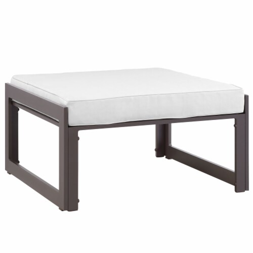 Ergode Fortuna Outdoor Patio Ottoman - Brown White Perspective: front