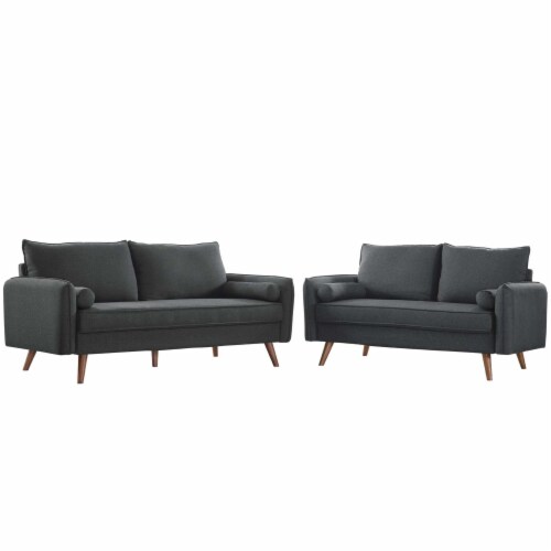 Ergode Revive Upholstered Fabric Sofa and Loveseat Set - Gray Perspective: front