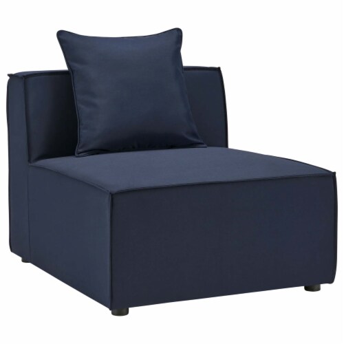 Ergode Saybrook Outdoor Patio Upholstered Sectional Sofa Armless Chair - Navy Blue Perspective: front