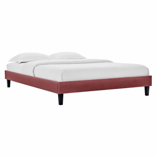 Ergode Reign Twin Performance Velvet Platform Bed Frame - Dusty Rose Perspective: front