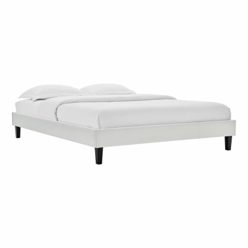 Ergode Reign King Performance Velvet Platform Bed Frame - Light Gray Perspective: front