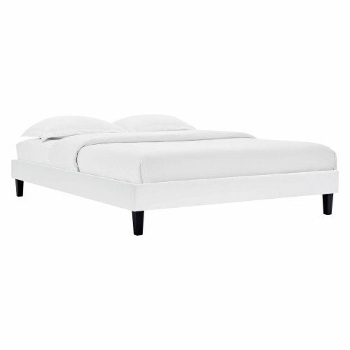 Ergode Reign King Performance Velvet Platform Bed Frame - White Perspective: front