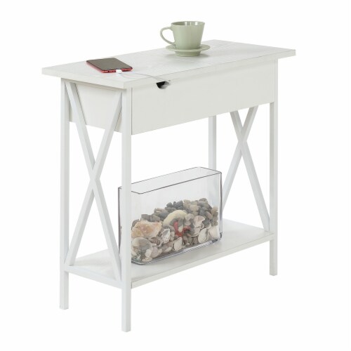 Ergode Tucson Flip Top End Table with Charging Station and Shelf, 1
