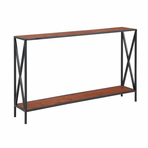 Convenience Concepts Tucson Console Table, Black / Cherry ( Pack of 2 ) Perspective: front