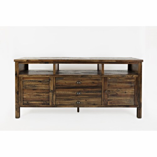 Artisan'S Craft 70'' Farmhouse Media Tv Stand Console, Lx19''Wx32''H, Dakota Oak (Set Of 2) Perspective: front