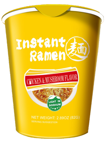 JML Chicken & Mushroom Flavor Instant Ramen Cup Perspective: front