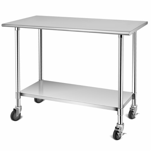 Costway 36'' x 24''48'' x 24'' Stainless Steel Commercial Kitchen Work Table w/ 4 Casters Perspective: front