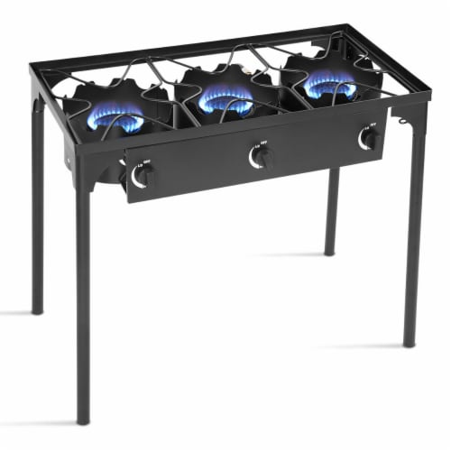 Goplus Portable Propane 225,000-BTU 3 Burner Gas Cooker Outdoor Camp Stove BBQ Perspective: front