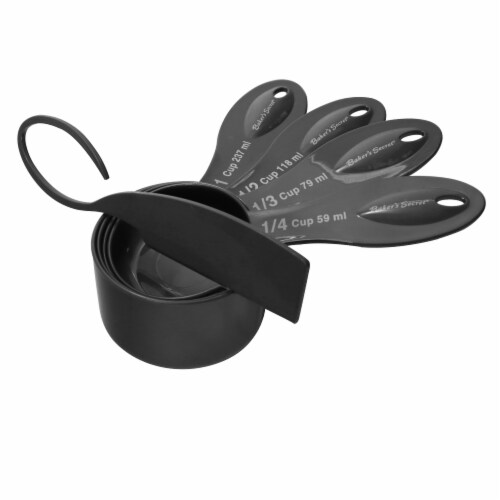 4pcs Plastic Measure Cup with Scraper to Adjust Exact Measuring Quantity Perspective: front