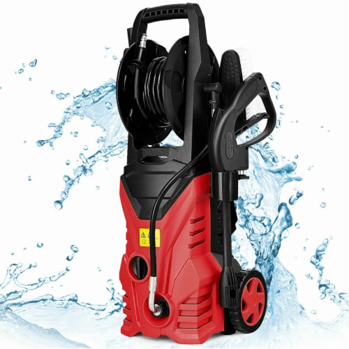 Costway 2030PSI Electric Pressure Washer Cleaner 1.7 GPM 1800W with Hose Reel Red Perspective: front
