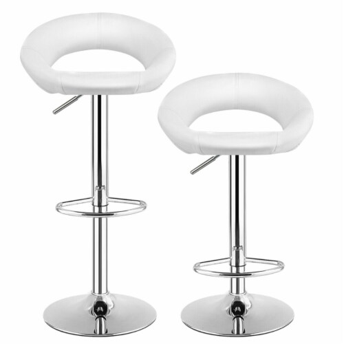 Set of 2 Bar Stools Adjustable PU Leather Barstools Swivel Pub Chairs