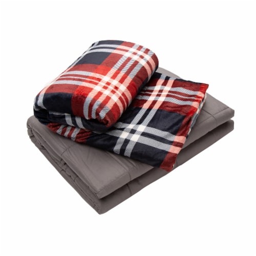 Glitzhome Cotton Quilted Weighted Blanket and Removable Duvet Cover Perspective: front