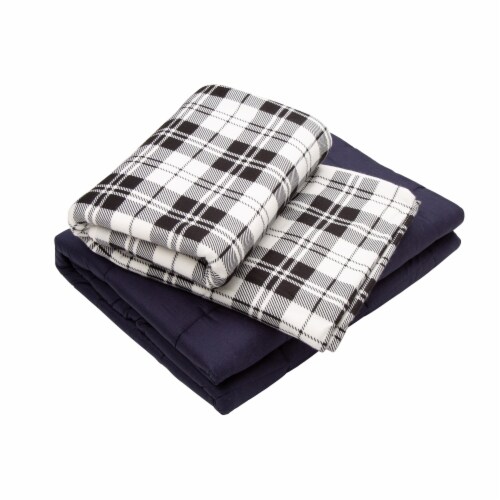 Glitzhome Cotton Quilted Weighted Blanket and Removable Duvet Cover Perspective: front