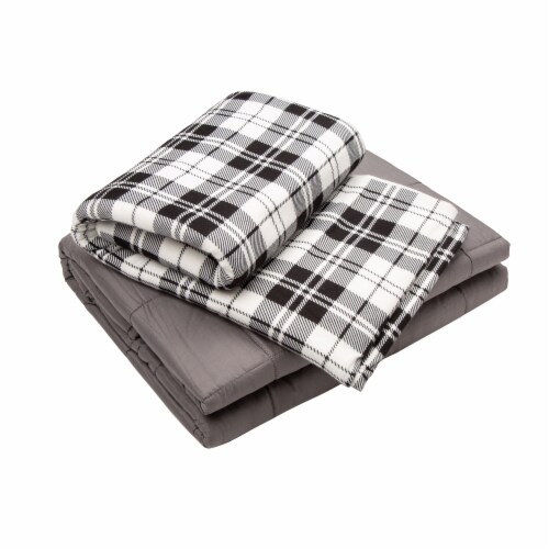 Glitzhome Cotton Quilted Weighted Blanket and Removable Duvet Cover - Shell Perspective: front