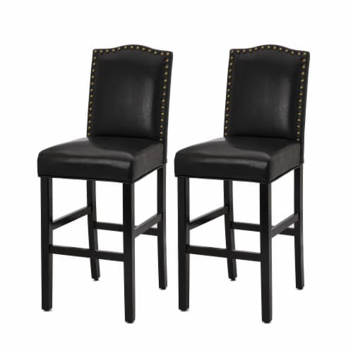 Glitzhome Studded Leatherette Barchair - Black Perspective: front