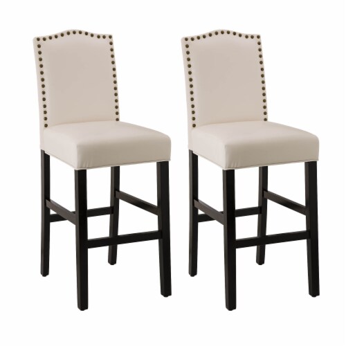 Glitzhome Studded Leatherette Barchair - Cream Perspective: front