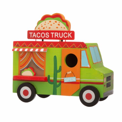 Glitzhome Wooden Mexico Taco Truck Decorative Birdhouse Perspective: front
