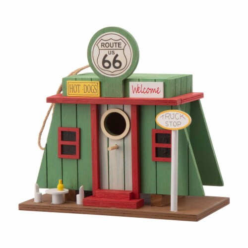 Glitzhome Wooden Truck-Stop Decorative Birdhouse Perspective: front