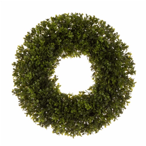 Glitzhome Spring and Summer Artificial Greenery Boxwood Wreath, 18 x 3. ...