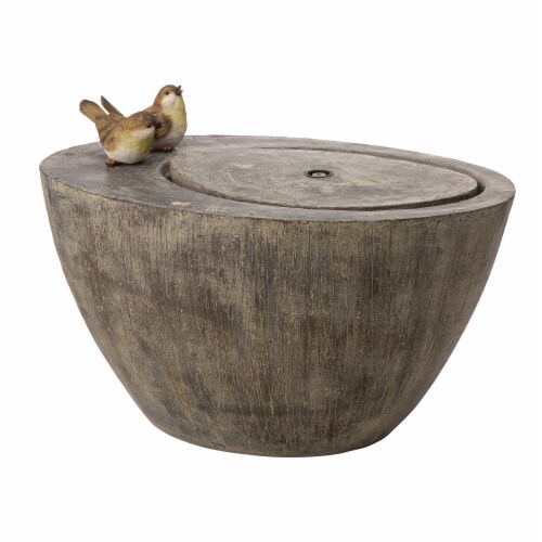 Glitzhome  Spring Birds Polyresin Outdoor Fountain With Pump and LED Light Perspective: front