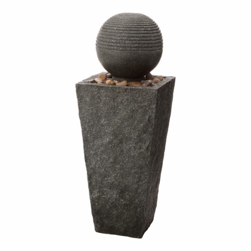 Glitzhome Rippling Floating Sphere Pedestal Polyresin Outdoor Fountain Perspective: front