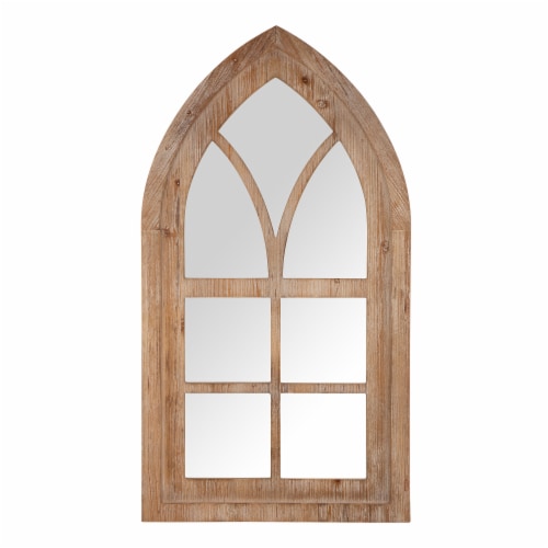 Glitzhome 40.16 Inch Hanging Wall Art Mirror Rustic Wooden Framed Wall Decor Perspective: front