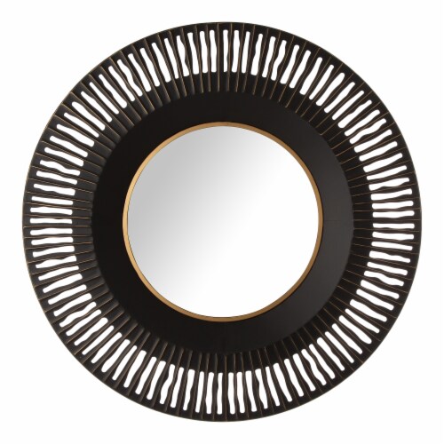 Glitzhome Vintage Industrial Metal Round Classic Wall Mirror Perspective: front