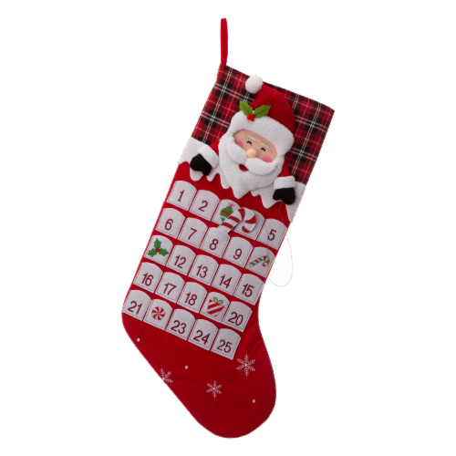 Glitzhome 36 Inch Length Felt 3D Oversized Count Down Stocking, Santa Perspective: front