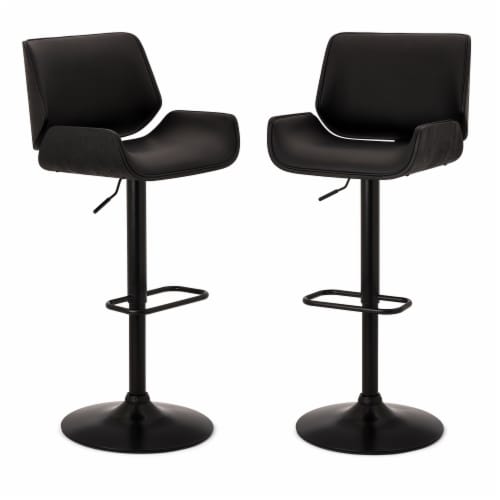 Glitzhome Set of Two Mid century Black Leather Adjustable Height Swivel Bar Stool Set of Two Kroger