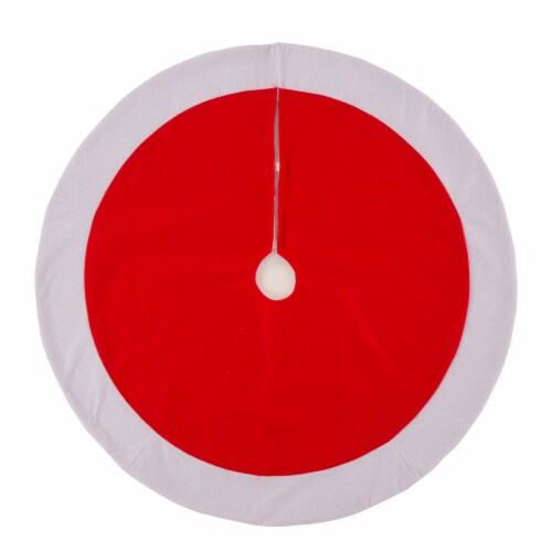 Glitzhome 48 Inch Diameter Red & White Felt Christmas Tree Skirt Perspective: front