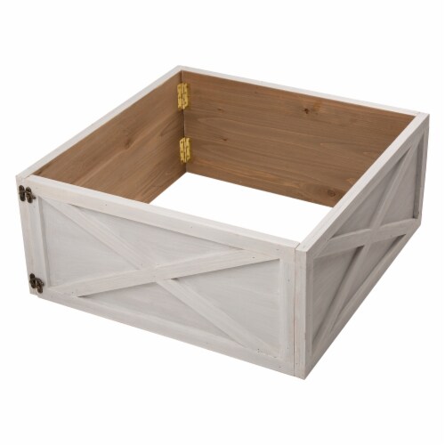 Glitzhome 26 Inch Length Washed White Wooden Tree Collar Perspective: front