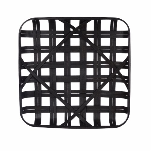 Glitzhome Vintage Square Bamboo Tobacco Basket Decoration - Black Perspective: front