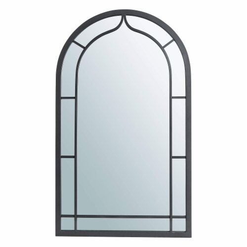 Glitzhome Oversized Metal/Glass Arched Wall Mirror - Black Perspective: front