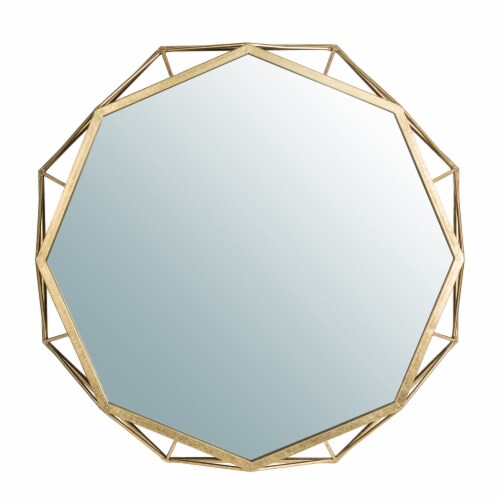 Glitzhome Deluxe Golden Octagonal Metal/Glass Wall Mirror Perspective: front