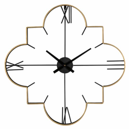 Glitzhome 31.9 Inches Large Metal Frame Wall Art Non Ticking Clock Modern Wall Clock Perspective: front