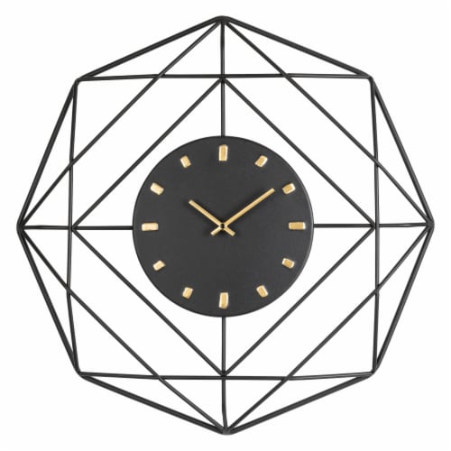 Glitzhome 24.02 Inches Large Metal Frame Wall Art Non Ticking Clock Wall Clock Perspective: front