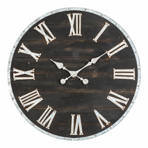 Glitzhome 27.56 Inch Oversized Large Numerals Farmhouse Galvanized Wall Clock Perspective: front