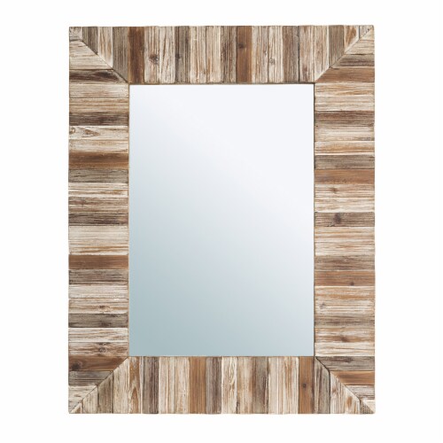 Glitzhome Farmhouse Rectangle Wooden Frame Wall Mirror Perspective: front