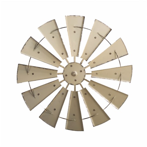 Glitzhome Rustic Farmhouse Round Metal Windmill Wall Decor, Country Farm Home Decoration Perspective: front