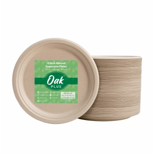 Glitzhome Oak™ PLUS 10-Inch Compostable Natural Sugarcane Plates Perspective: front